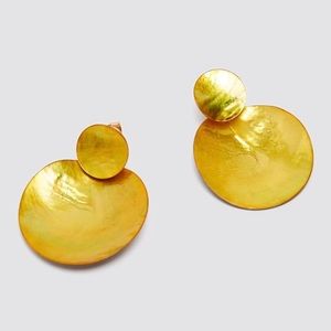 Zara, Yellow/Gold enamelled shell earrings.